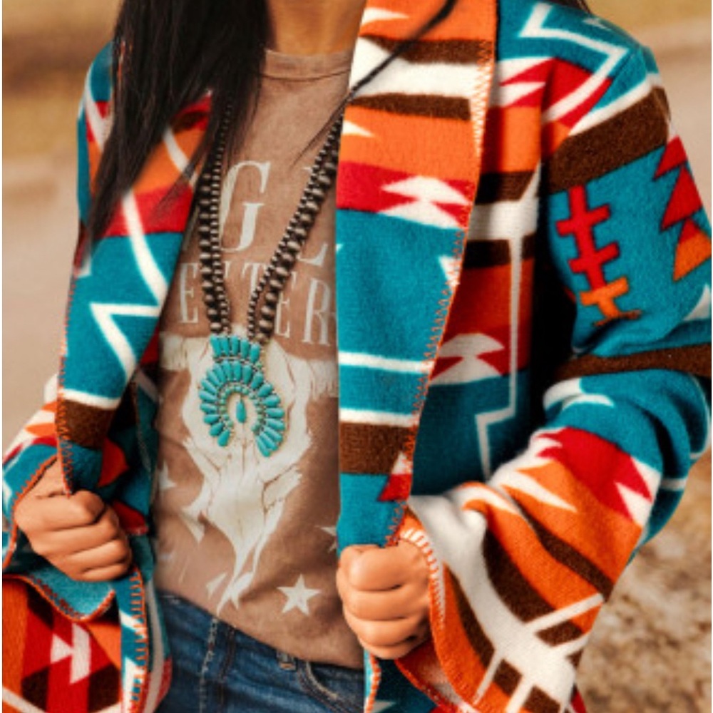 AZTEC Western Cardigan Women's Fall Lightweight Jacket Southwestern Cardigan